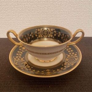 Wedgwood Gold and Black Patterned Soup Bowl